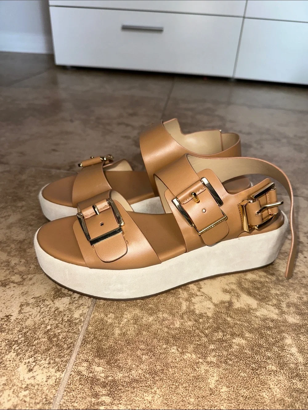 Michael Kors Women's Tan Buckle Strap Platform Sandals